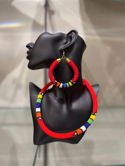 Red Earrings, Red beaded earrings