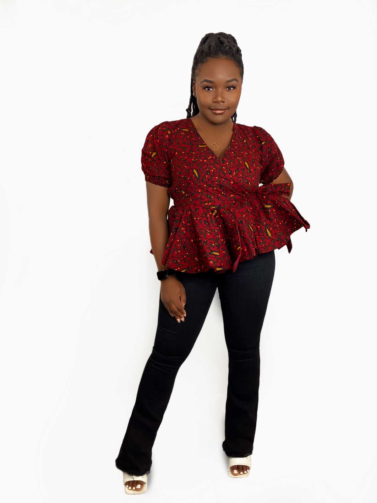 red peplum top